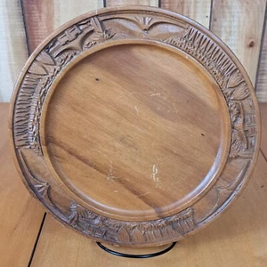 Piatto espositore vintage Mabuhay artigianale in legno intagliato a mano Nalla Hilton Phillipines - Foto 1 di 13