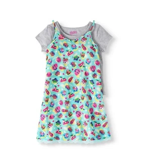 Shopkins Girls Lace Hem Crepe Slip Dress W Shirt Medium 7/8 NEW - Picture 1 of 3