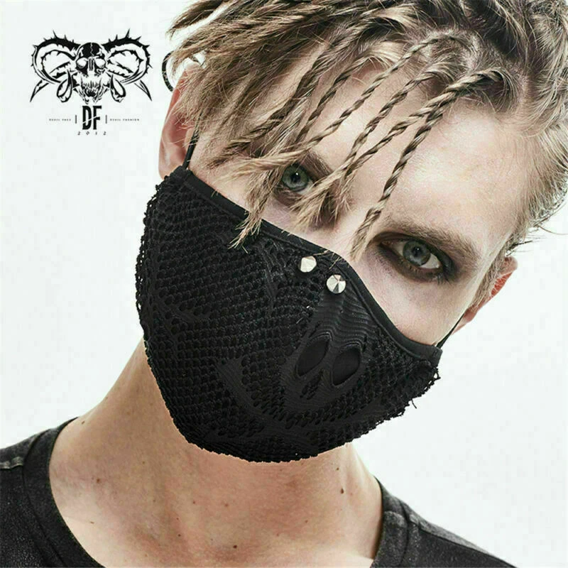 Men's Punk Rock Skull Mesh Decoration Mask Breathable Mesh Adjustable Masks - Image 1 of 4