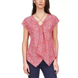 Top donna Michael Kors stampa zebrata orlo fazzoletto - taglia XS rosso - Foto 1 di 4