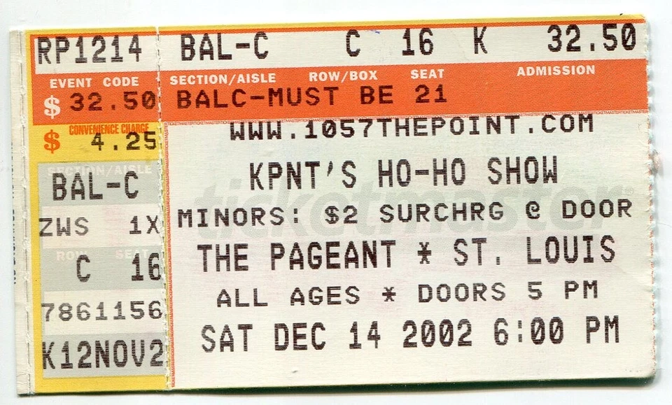 Boleto de concierto de colección 2002 KPNT Ho-Ho Show Breaking Benjamin St Louis MO Foto 1 de 1