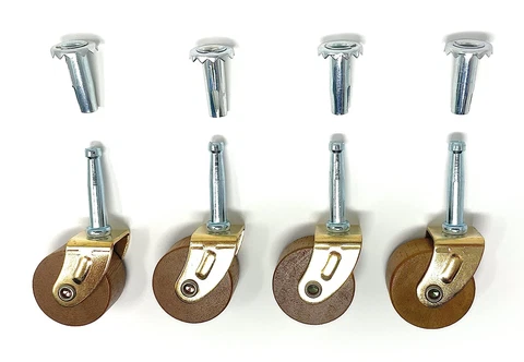 Small 1 1/4 Hardwood Casters Pack of 4 Vintage Antique Furniture Casters Cover