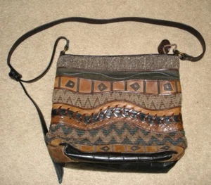 Sharif Multi Material Black & Brown Shoulder Bag - Picture 1 of 5