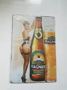 Magners Girl With Bottle Metal Sign Plaque Man Cave Beer Retro Pub Bar FREE P&P - Picture 1 of 4