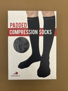 CompressionZ Padded Compression Socks, XL, Black, Over The Calf, Smoke/Odor Free - Picture 1 of 3