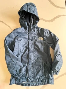 The North Face Rain Jacket Windbreaker Girls Boys XS 6 Hooded Full Zip Blue Kids - Picture 1 of 5
