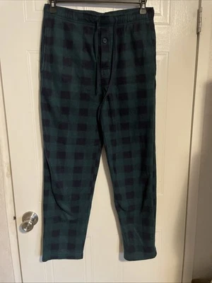 Pantalones para dormir de salón para hombre talla M verde negro a cuadros polar Fruit of the Loom buttn Foto 1 de 4