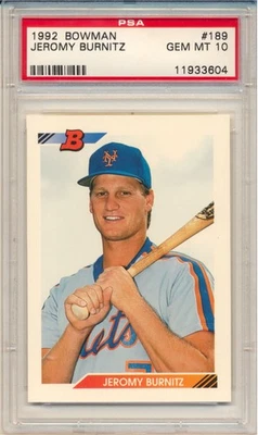 1992 Bowman Jeromy Burnitz (#189) PSA10 PSA - Image 1 of 2