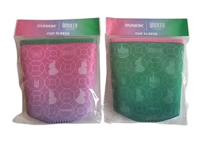 New Wicked x Dunkin' Pink Glinda & Green Elphaba Tumbler Sleeve Set Exclusive LE - Picture 1 of 10