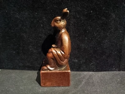 Excelente bronze chinês feito à mão *figura de cabeça de coelho* selo QQ071 - Imagem 1 de 4