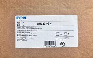 Eaton DH323NGK Interruttori sezionatori di sicurezza 3P 100A 240V 50/60Hz 3Ph fusibili NUOVO - Foto 1 di 3