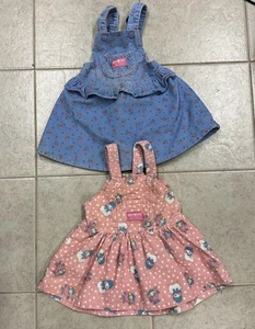 Lotto vintage 2 OshKosh abito maglione rosa pupazzi di neve floreale USA velluto a coste completo 2T 3T - Foto 1 di 11