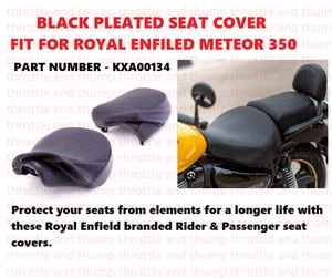 " BLACK PLEATED SEAT COVER," FIT FOR ROYAL ENFILED METEOR 350 - Picture 1 of 5
