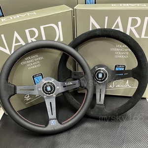 Nardi 340mm Suede Leather Deep Dish 70MM Racing Steering Wheel Fit MOMO/OMP Hub - Picture 1 of 7
