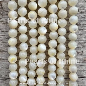 Weiße Perlmutt 4 6 8 mm Perlen 38cm Strang DIY Schmuck basteln Armband Mala - Bild 1 von 8