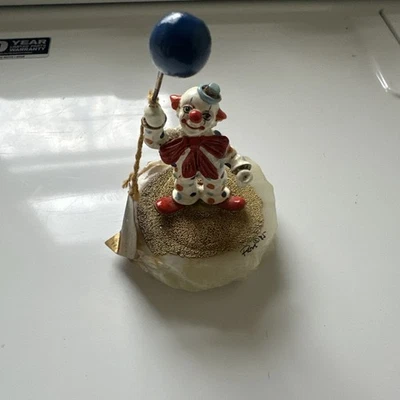 Payaso Ron Lee con globo esmaltado oro 24k sobre base de ónix vintage coleccionable 1984 Foto 1 de 4