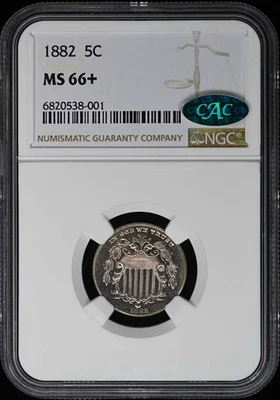 1882 Shield 5C NGC MS66+ CAC - Image 1 of 4