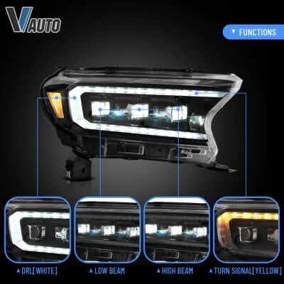 Faros LED VLAND para Ford Ranger 2015-2022 Plug&Play 3*Lente LED proyector Foto 1 de 4