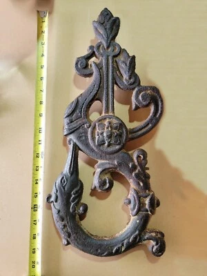 Decoración de pared grande de hierro fundido ornamentado de colección para caballo de mar 18" de alto x 10" de ancho x 2" de profundidad Foto 1 de 4