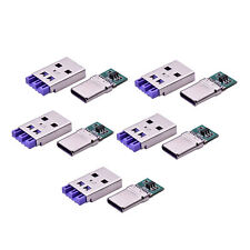 Lot de 5 adaptateurs de charge rapide USB type-C 5A connecteur mâle soudure charge à faire soi-même kit a