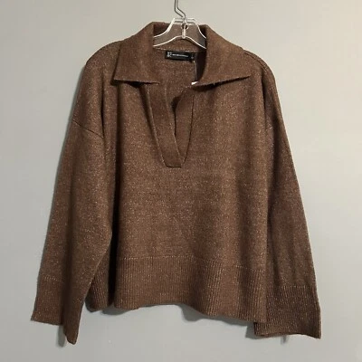 Свитер New York & Company NY&C коричневый с v-образным вырезом воротник размер большой - Изображение 1 из 4