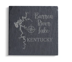 Barren River Lake Kentucky Custom Engraved Slate Coasters - Picture 1 of 5