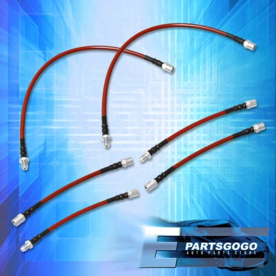 For 92-99 BMW 3-Series E36 Front Rear S/S Braided Hose Oil Brake Lines Cable Red Foto 1 de 4