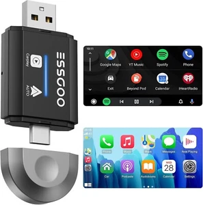 ESSGOO Wireless Apple Carplay Adapter, USB Car Connect Box, Android Auto Adapter - Picture 1 of 10