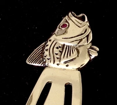 Sterling Silver Ruby Salmon Trout Fish Bookmark Desk Letter Opener Fishing gift - Immagine 1 di 4