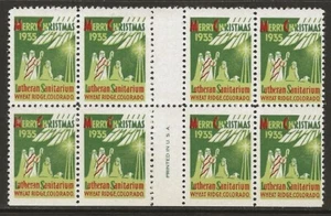 USA 1935 Lutheran Sanatorium TB Xmas Seal Gutter Block with IMPRINT F/VF-NH - Picture 1 of 2