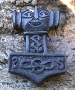 Anhänger  Schmuck Wikinger Thorshammer schwarzes Holz am Band - Imagen 1 de 4