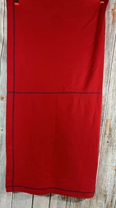 The Land Of Nod RED Sweatshirt Blanket Blue Topstitching 52 X 56” Throw Accent - Picture 1 of 4