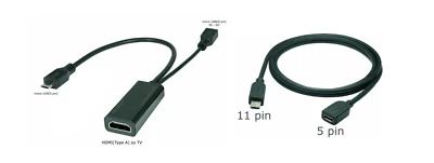 MHL Micro-USB(5 pin) zu HDMI Adapter+micro USB Kabel+MHL Adapterkabel(5/11 Pin) - Bild 1 von 2