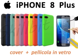 COVER CASE CUSTODIA PROTEZIONE SILICONE GEL PER APPLE IPHONE 8 PLUS 8+ + VETRO - Foto 1 di 10
