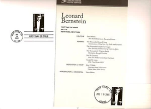 #3521 First Day Ceremony Program Leonard Bernstein Stamp - Picture 1 of 1