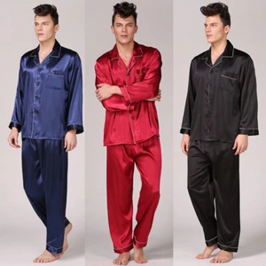 Hombres Camisa y Pantalones de Seda Pijama Pijama Traje Vestido Ropa de Salón - Imagen 1 de 15