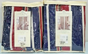 2 NEW Linden Street 50x84 Back Tab Panels Curtains 732-3991 Navajo Navy JCPENNEY - Picture 1 of 6