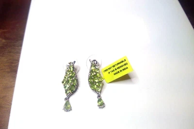 Hebei Peridot White Topaz Platinum Over 925 Earrings - Image 1 of 2