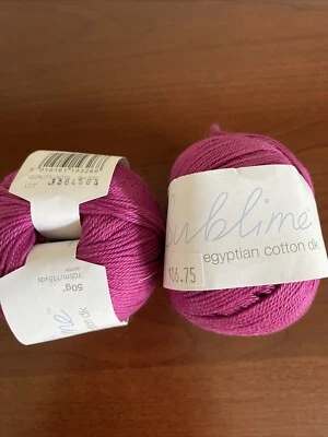 (2) Sublime Yarns Egyptian Cotton DK, 326 Fuschia, 100% Cotton, 115 Yds each - Image 1 of 4