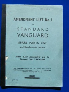 Standard Vanguard Spare Parts List - 1952 - Imagen 1 de 2