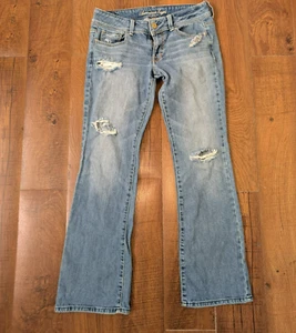American Eagle Jeans Damen 6 Original Boot Stretch Blau Denim Distressed - Bild 1 von 8