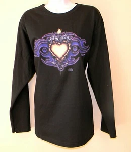 Quail Hollow Women's Black Biker Seamless Shirt Long Sleeve Size L Cotton - Picture 1 of 6