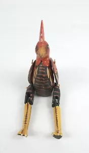Gallo de madera tallado pintado a mano articulado con bisagras estante cuidador 8" largo 5" sentado - Imagen 1 de 8