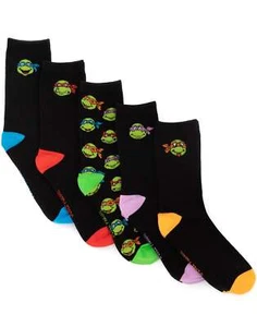 Juego de 5 calcetines de pantorrilla negra Teenage Mutant Ninja Turtles (hombres) - Imagen 1 de 16