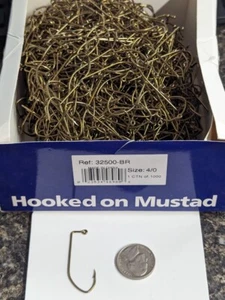 Mustad 32500-BR 90º SkipJack Bend Jig Gancho 1X Bronce Fuerte - Tamaño 4/0 Caja 1.000 - Imagen 1 de 3