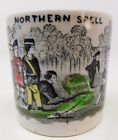 Tasse pour enfants début des années 1800 "Northern Spell" jeu clobbed transfert Staffordshire