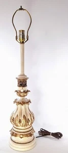 Stiffel Hollywood Regency Table Lamp; French Cream, Enamel & Brass; Works, Clean - Picture 1 of 9