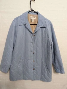 Orvis womens sz medium blue quilted barn coat jacket button front - Picture 1 of 5