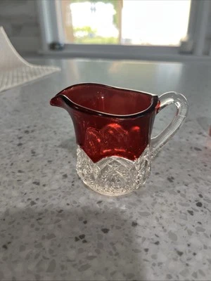 Gettysburg PA 1863 Button Arches Individual creamer Ruby Stained and Clear  - Image 1 of 4