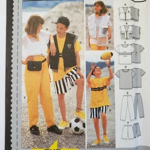 90s Burda Pattern 3032 Girls Boys Vest T Shirt Shorts Pants Elastic Waist 10-15 - Picture 1 of 3